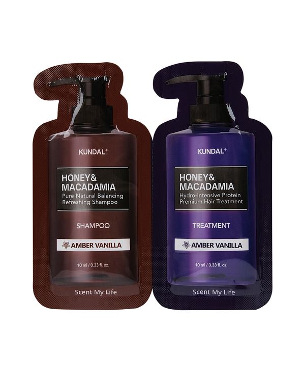 Honey & Macadamia Sachet Nature Shampoo + Treatment - Amber Vanilla (2x10ml)