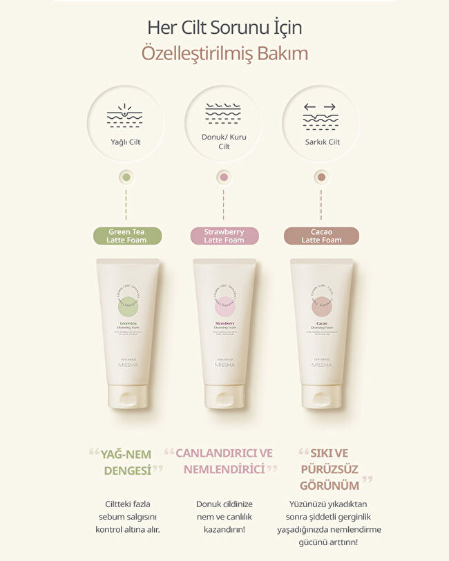 MISSHA Creamy Latte Cleansing Foam (Green Tea) | MCLUB