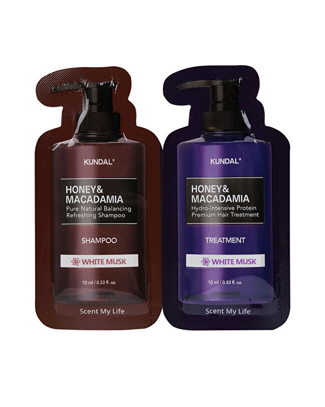 KUNDAL Honey & Macadamia Sachet Nature Shampoo + Treatment - White