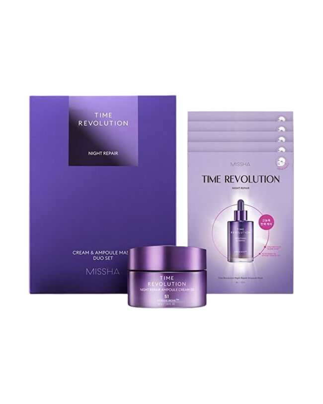 MISSHA Time Revolution Night Repair Cream&Ampoule Mask Duo Set | MCLUB