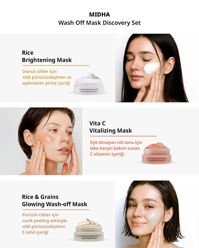 MIDHA Rice Wash Off Mask Discovery Set | MCLUB