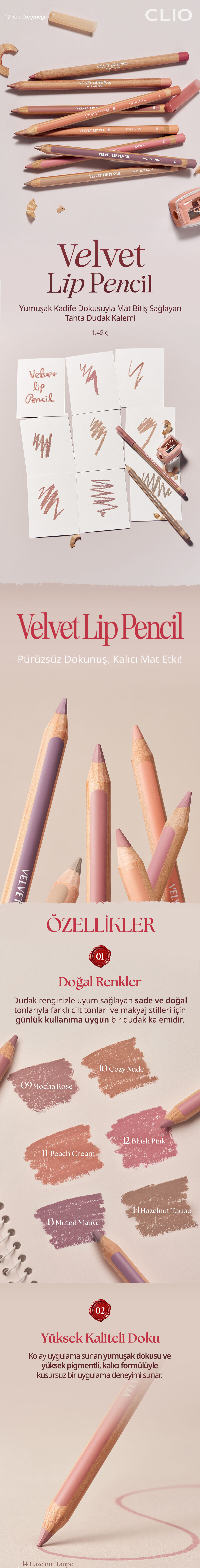CLIO Velvet Lip Pencil Set (09 Mocha Rose) | MCLUB