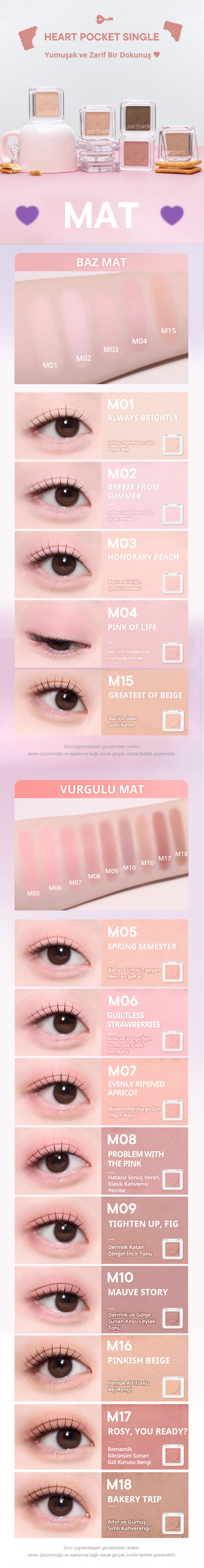 PERIPERA HEART POCKET SINGLE M16 PINKISH BEIGE